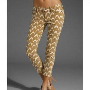 7 For All Mankind Toffee Ikat Print Midrise Cropped Skinny Jean